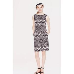 J. Crew Womens DIamond Ikat Dress Charcoal Gray Ivory Tailored Sheath Dress 0